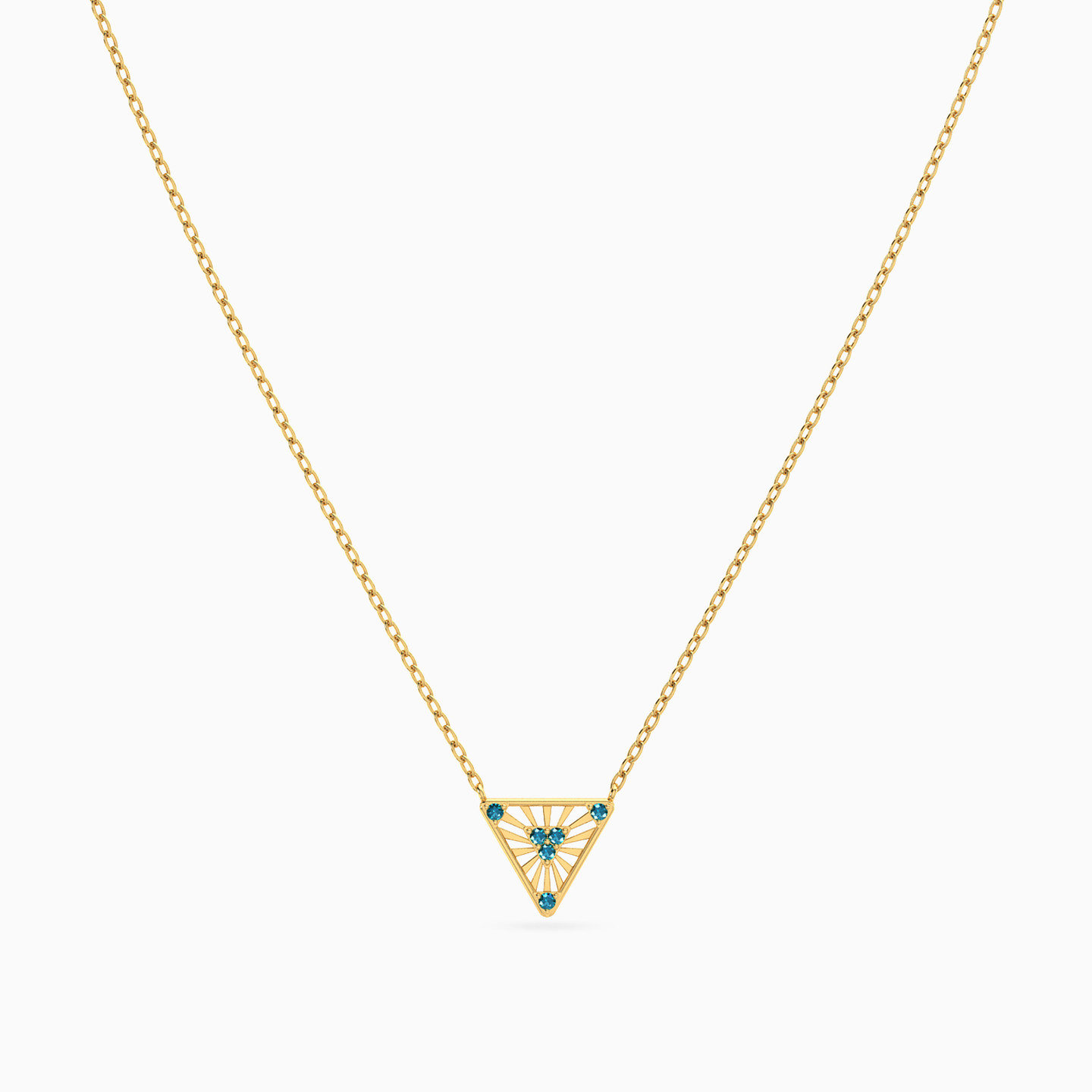 14K Gold Colored Stones Pendant Necklace - 3