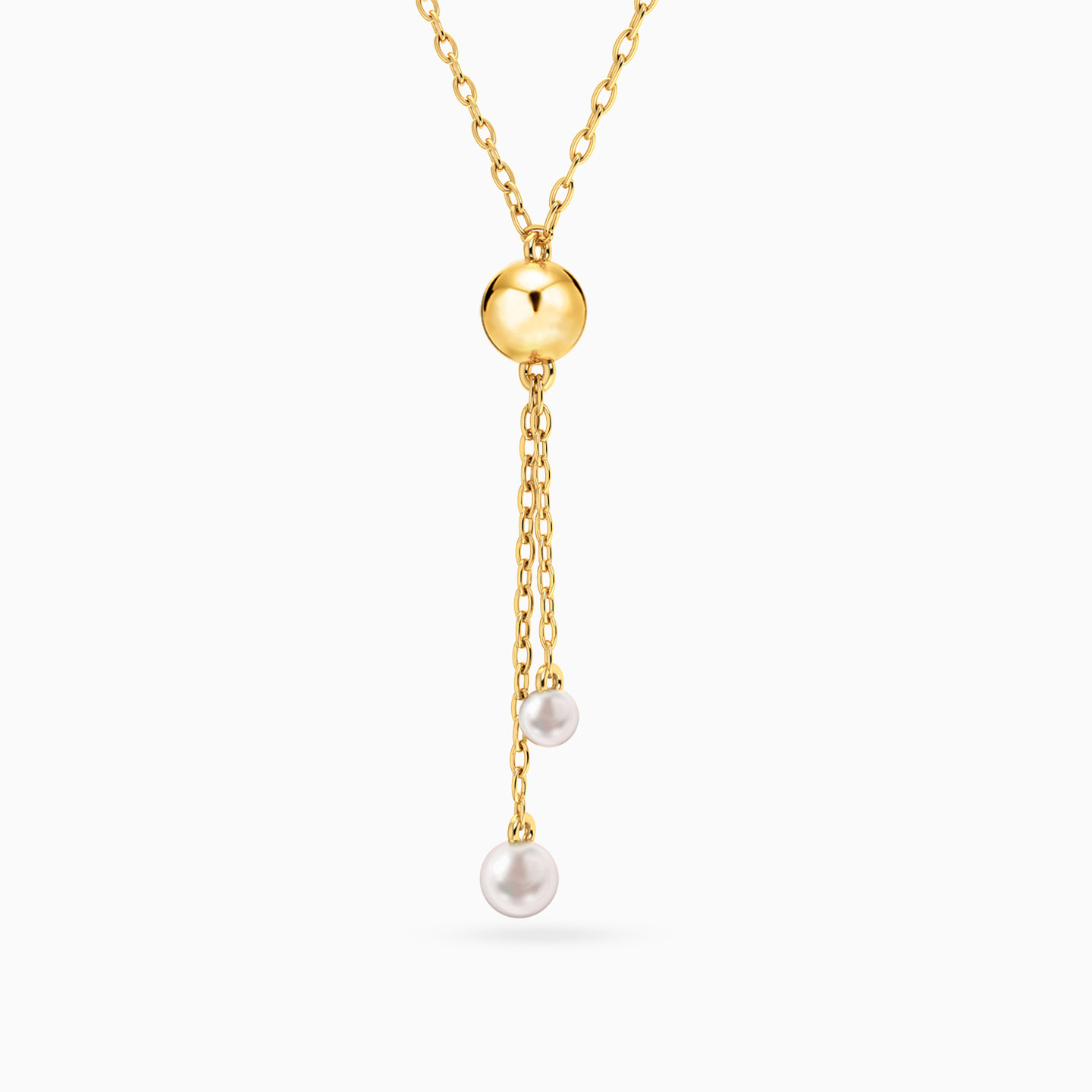Tassels Pearls Necklace In 14K Gold - 2 Tassels Pearls Necklace In 14K Gold - 2