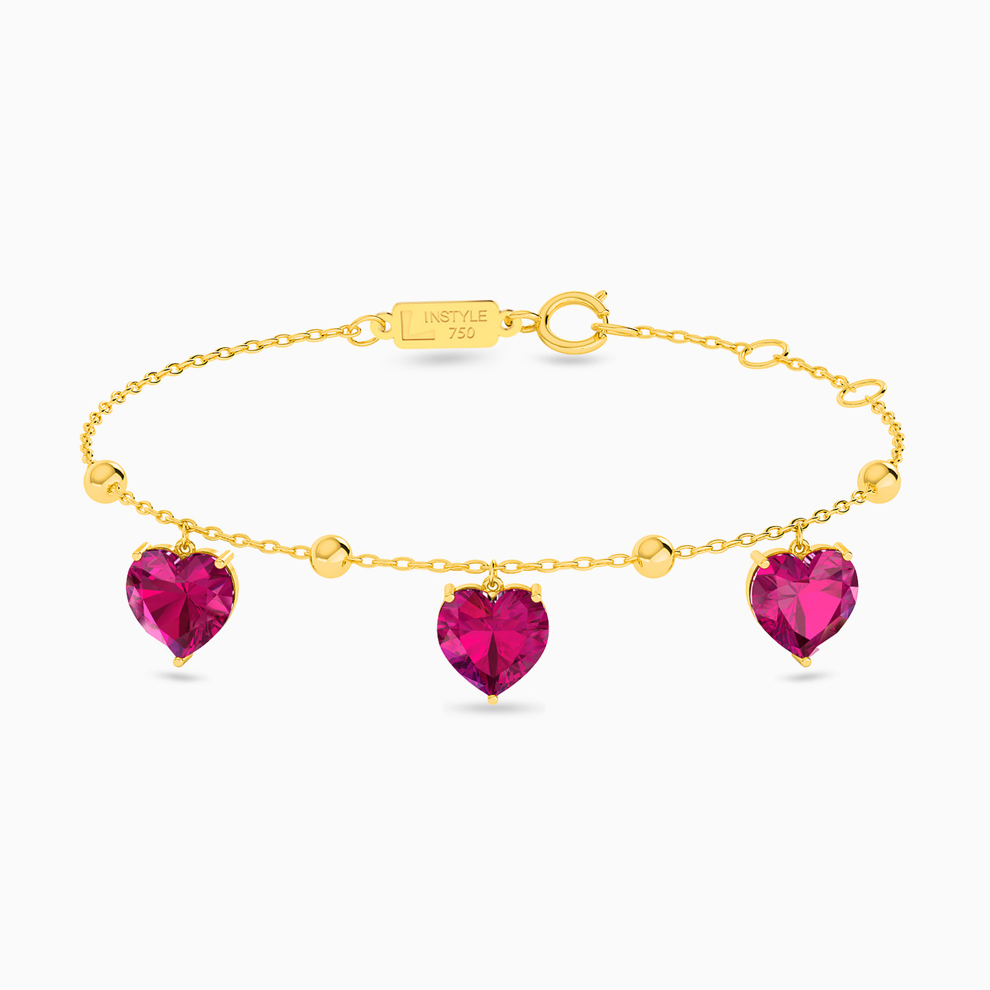 18K Gold Colored Stones Chain Bracelet