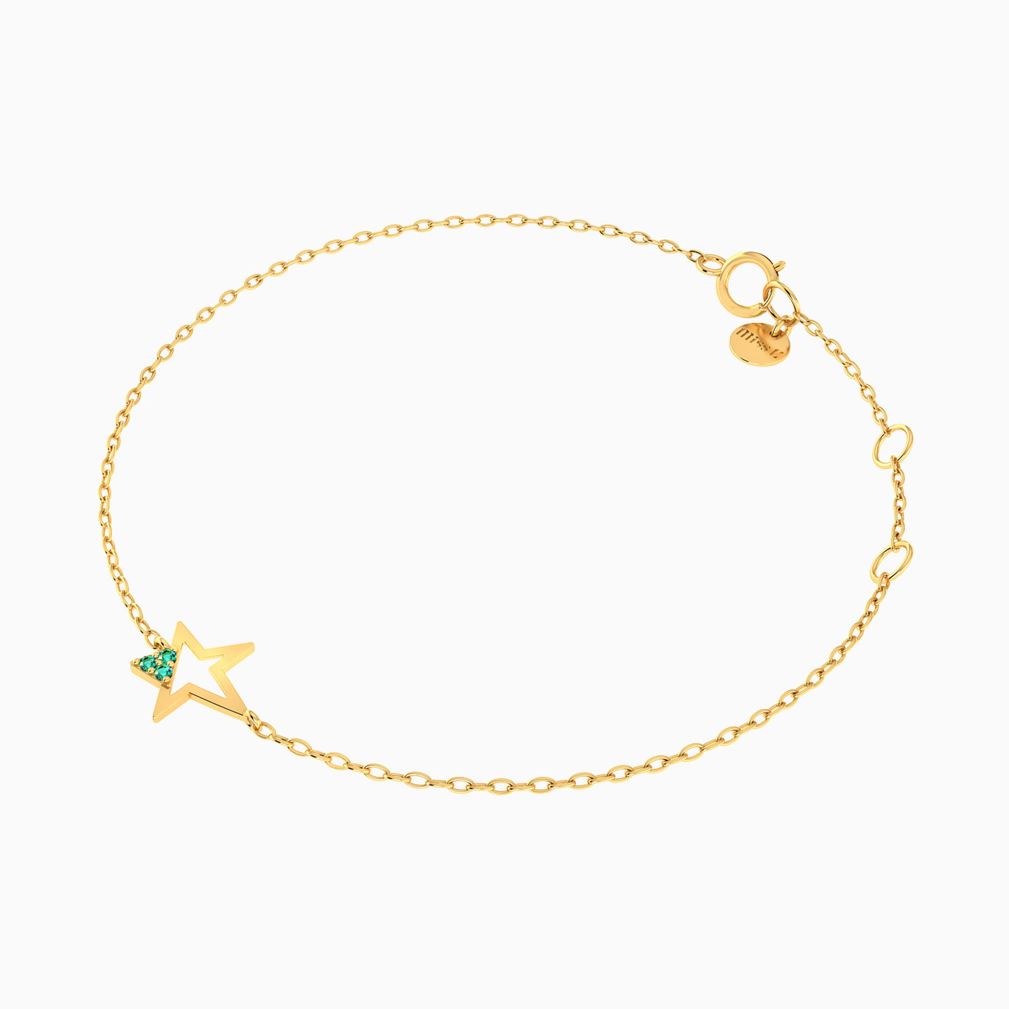 14K Gold Colored Stones Chain Bracelet - 2