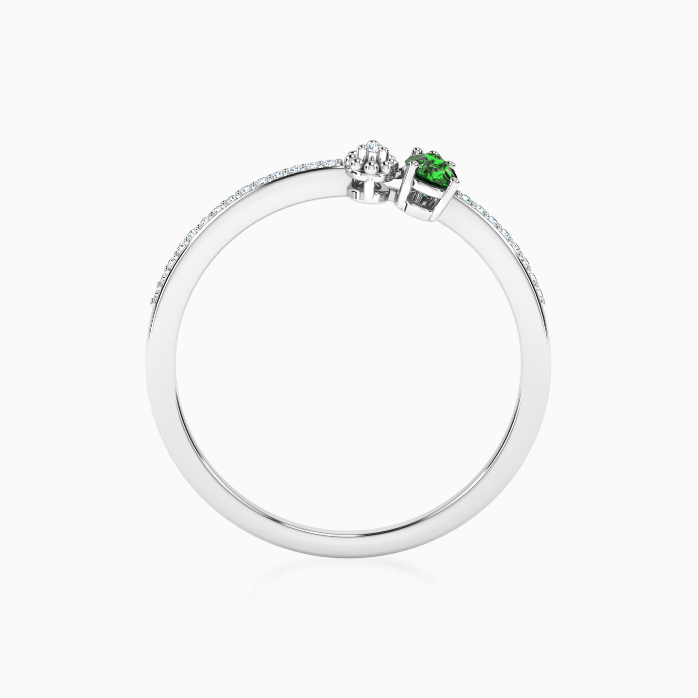 Multishaped Diamond & Green Stones Ring in 18K Gold - 3 Multishaped Diamond & Green Stones Ring in 18K Gold - 3