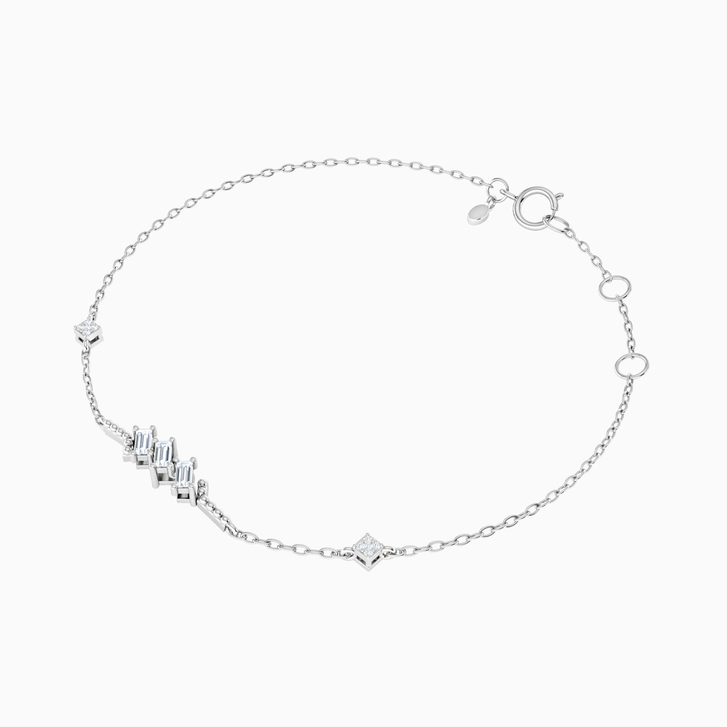 أسورة بسلسلة ذهب باجيت عيار 18 قيراط مزينة بالألماس - 2 أسورة بسلسلة ذهب باجيت عيار 18 قيراط مزينة بالألماس - 2