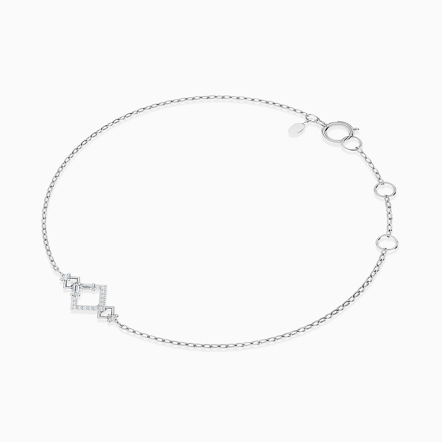 Square Diamond Chain Bracelet in 18K Gold - 2 Square Diamond Chain Bracelet in 18K Gold - 2