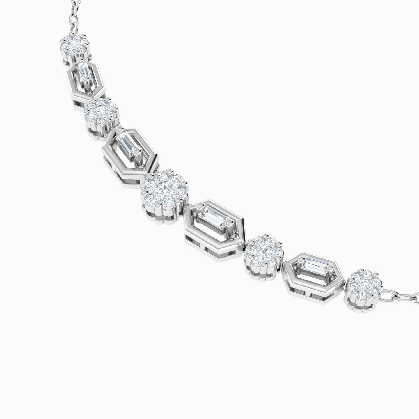 أسورة بسلسلة ذهب أشكال متعددة عيار 18 قيراط مزينة بالألماس - 3 أسورة بسلسلة ذهب أشكال متعددة عيار 18 قيراط مزينة بالألماس - 3