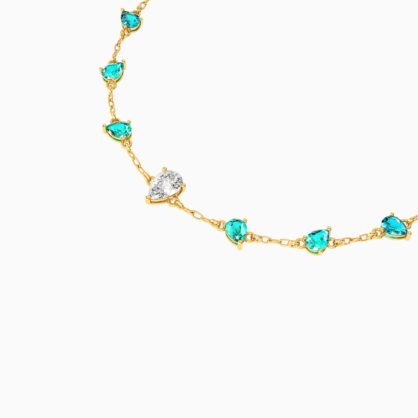 18K Gold Colored Stones Chain Bracelet - 3