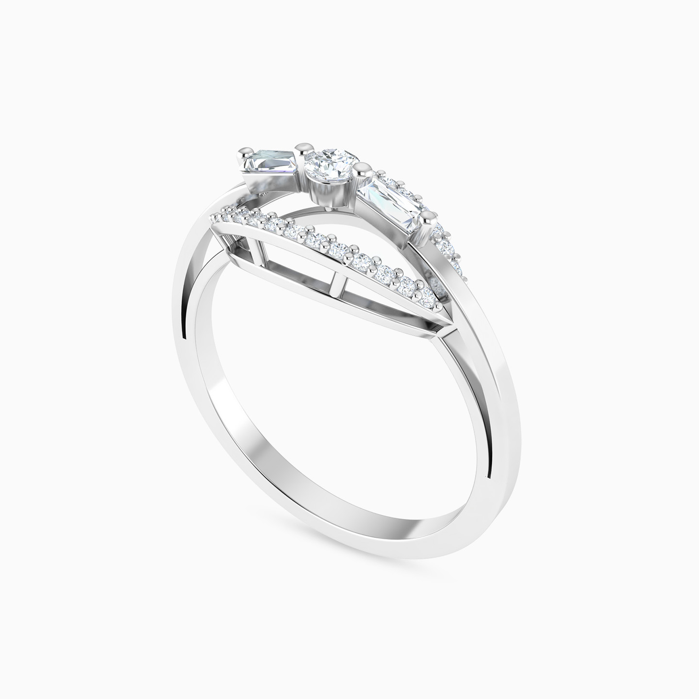 خاتم ذهب بيضاوي عيار 18 قيراط مزين بالألماس - 4 خاتم ذهب بيضاوي عيار 18 قيراط مزين بالألماس - 4