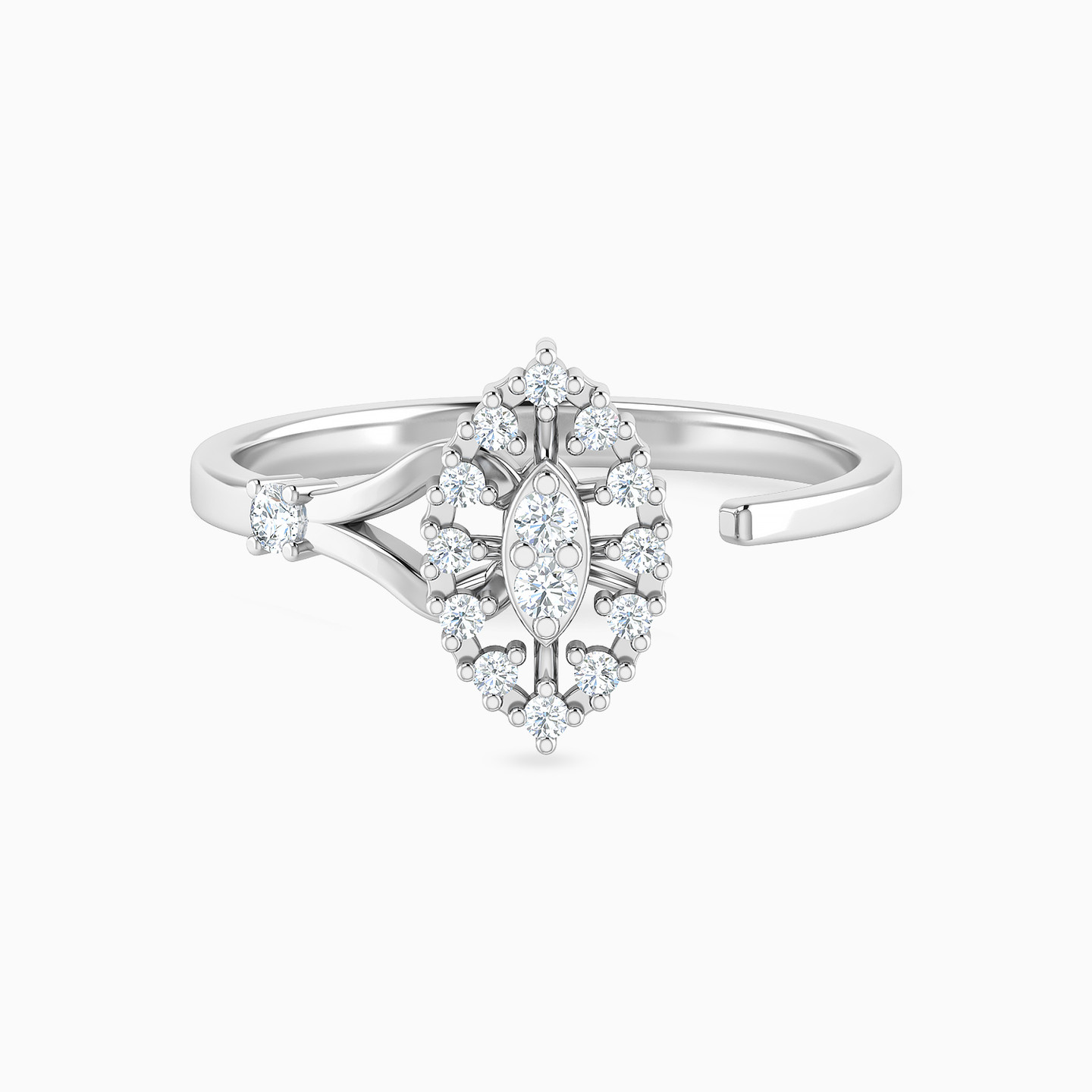 خاتم ذهب ماركيز عيار 18 قيراط مزين بالألماس - 3 خاتم ذهب ماركيز عيار 18 قيراط مزين بالألماس - 3