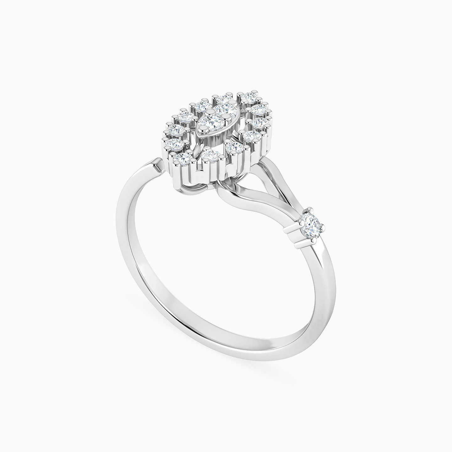 خاتم ذهب ماركيز عيار 18 قيراط مزين بالألماس - 4 خاتم ذهب ماركيز عيار 18 قيراط مزين بالألماس - 4