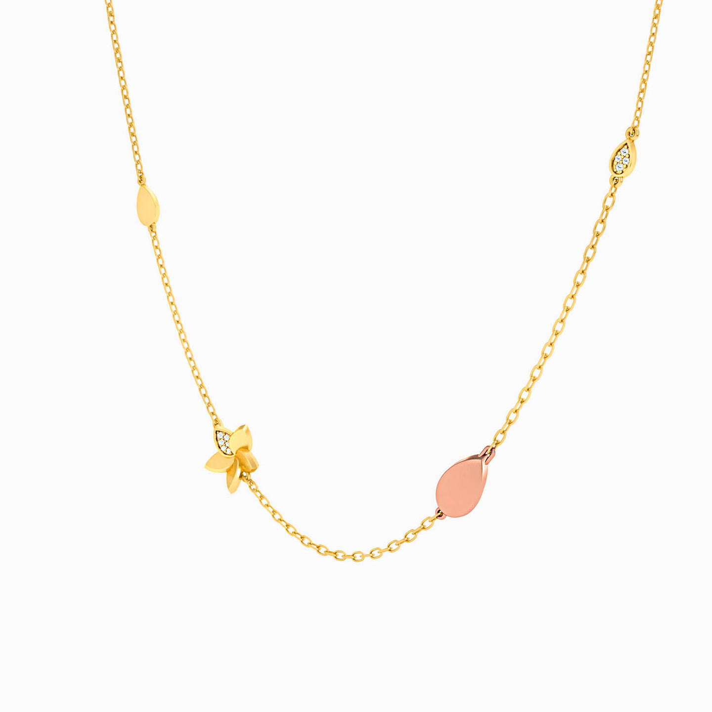 Flower Diamonds Chain Necklace in 18K Gold - 3 Flower Diamonds Chain Necklace in 18K Gold - 3