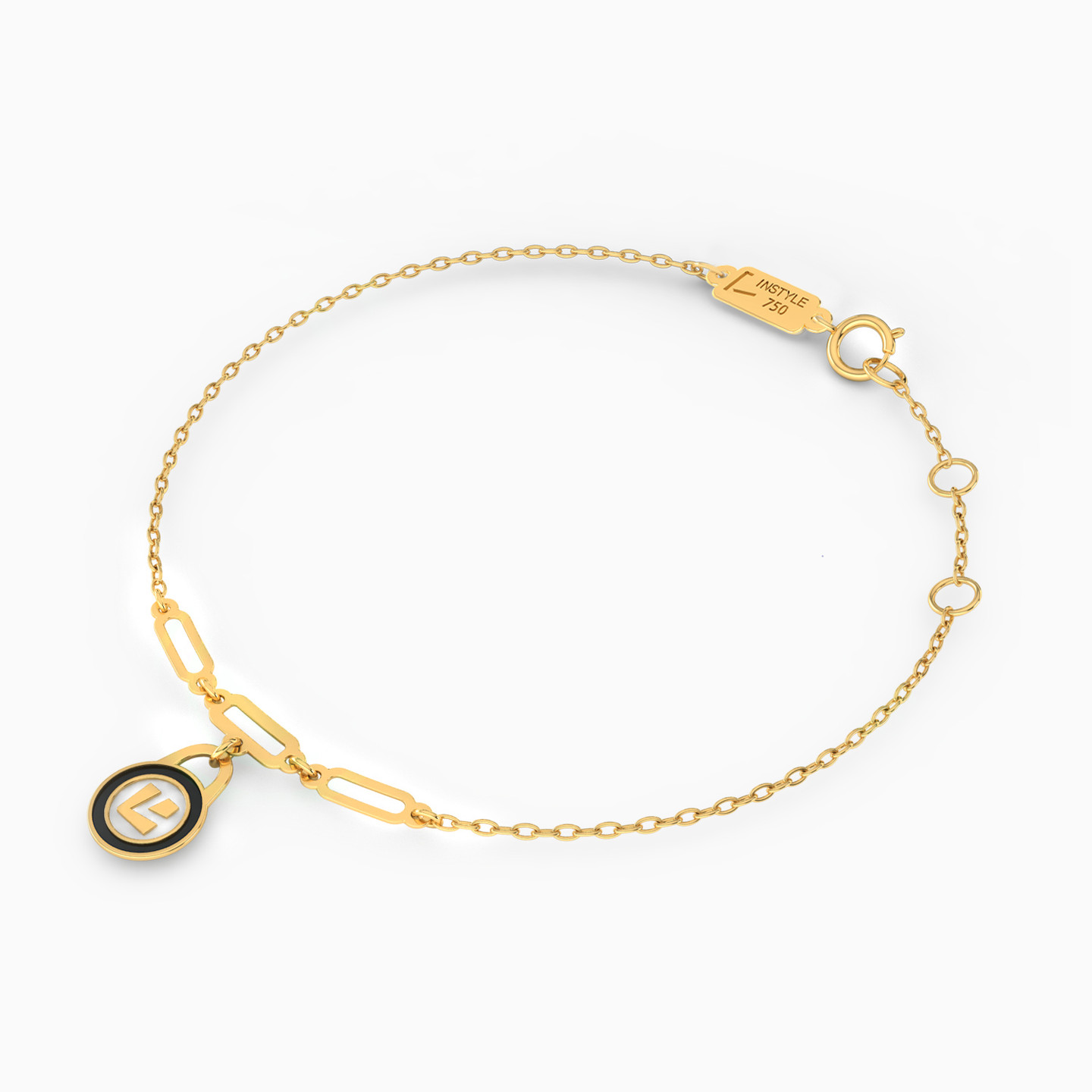 18K Gold Colored Stones Chain Bracelet - 2