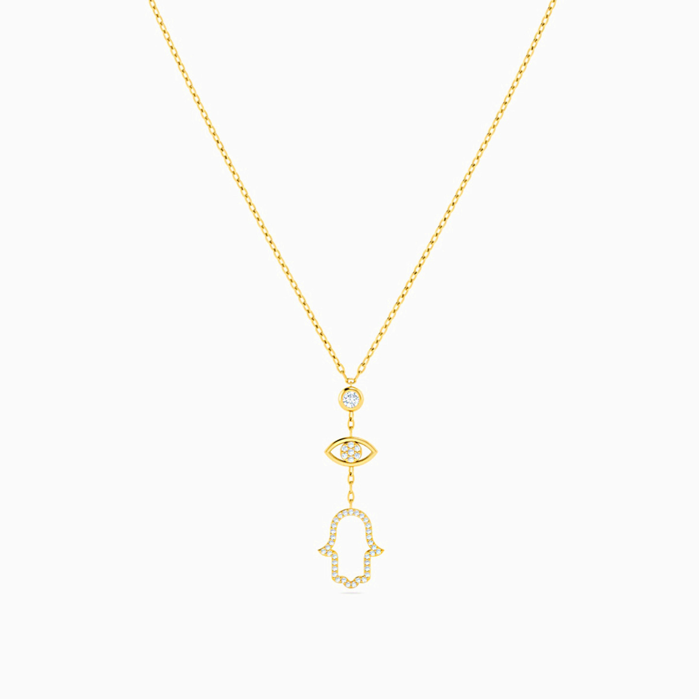 Evil Eye Diamonds Necklace In 18K Gold - 4 Evil Eye Diamonds Necklace In 18K Gold - 4