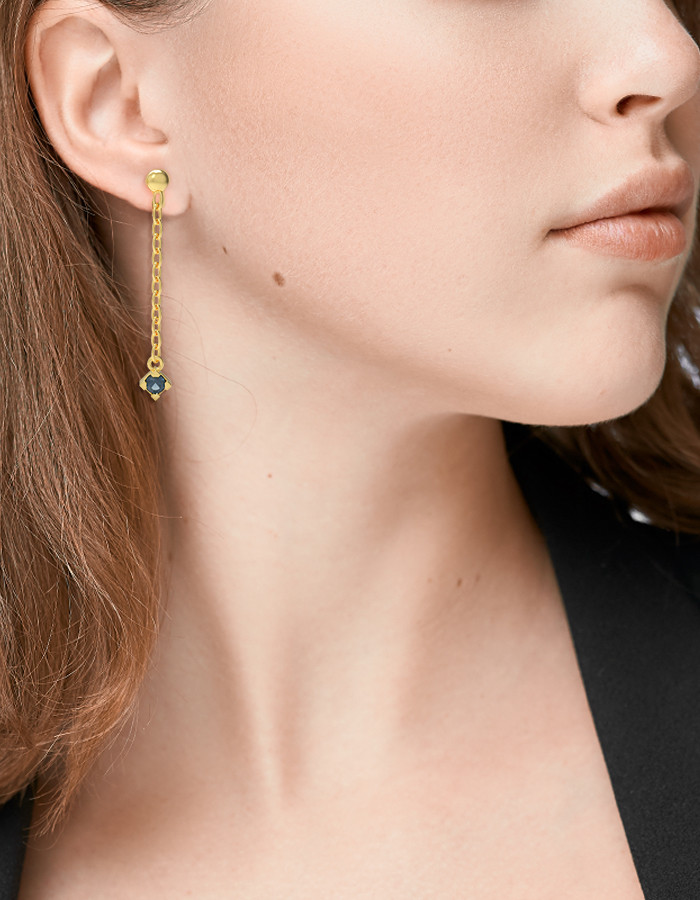 Circle Sapphire Drop Earrings in 18K Gold - 2 Circle Sapphire Drop Earrings in 18K Gold - 2