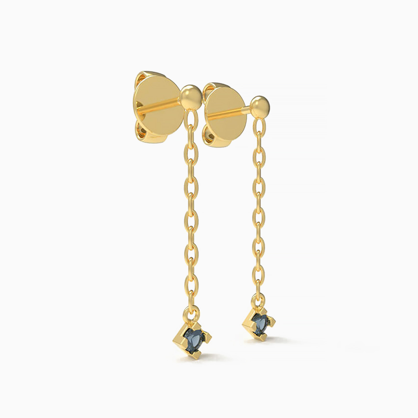 Circle Sapphire Drop Earrings in 18K Gold - 3 Circle Sapphire Drop Earrings in 18K Gold - 3