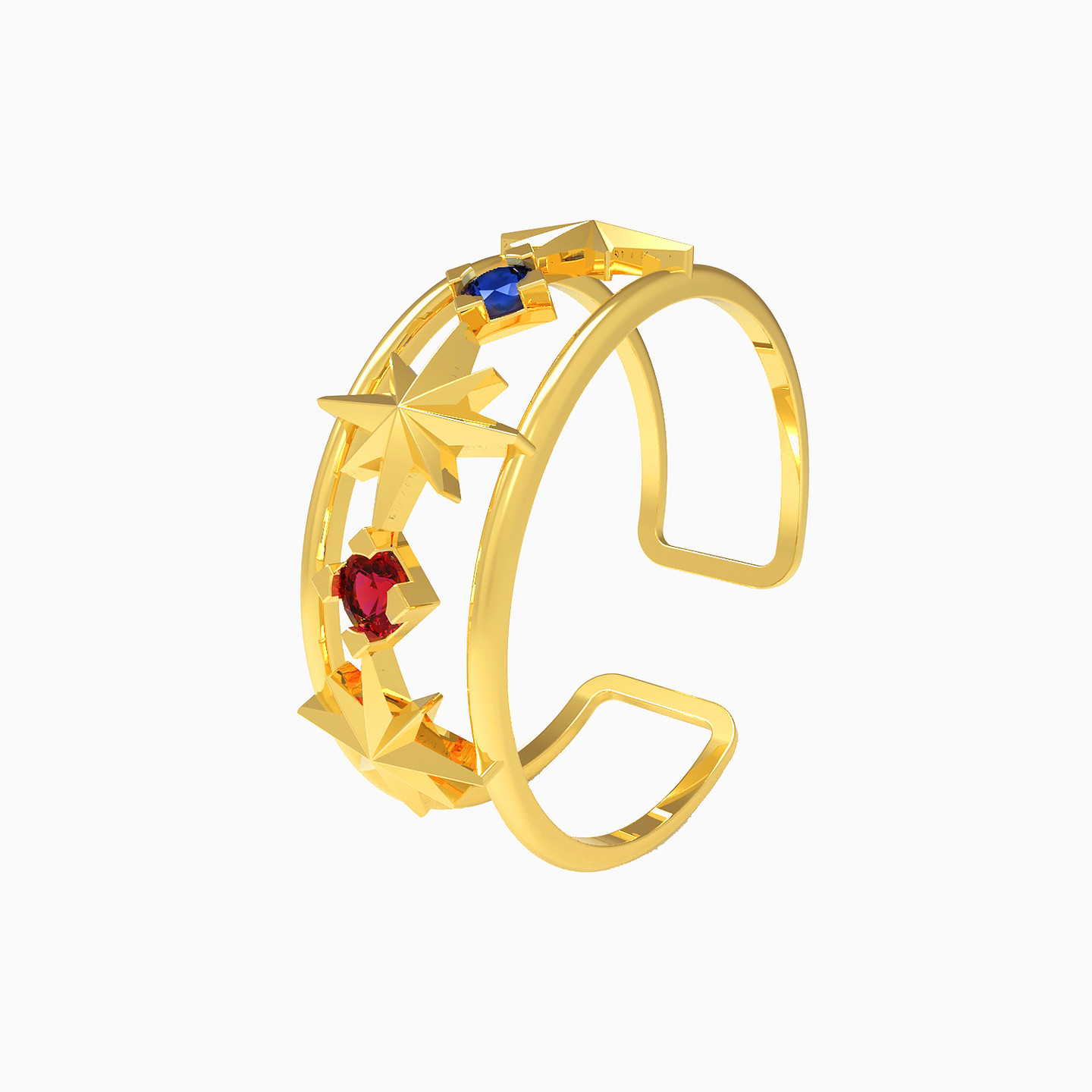 18K Gold Colored Stones Statement Ring - 3