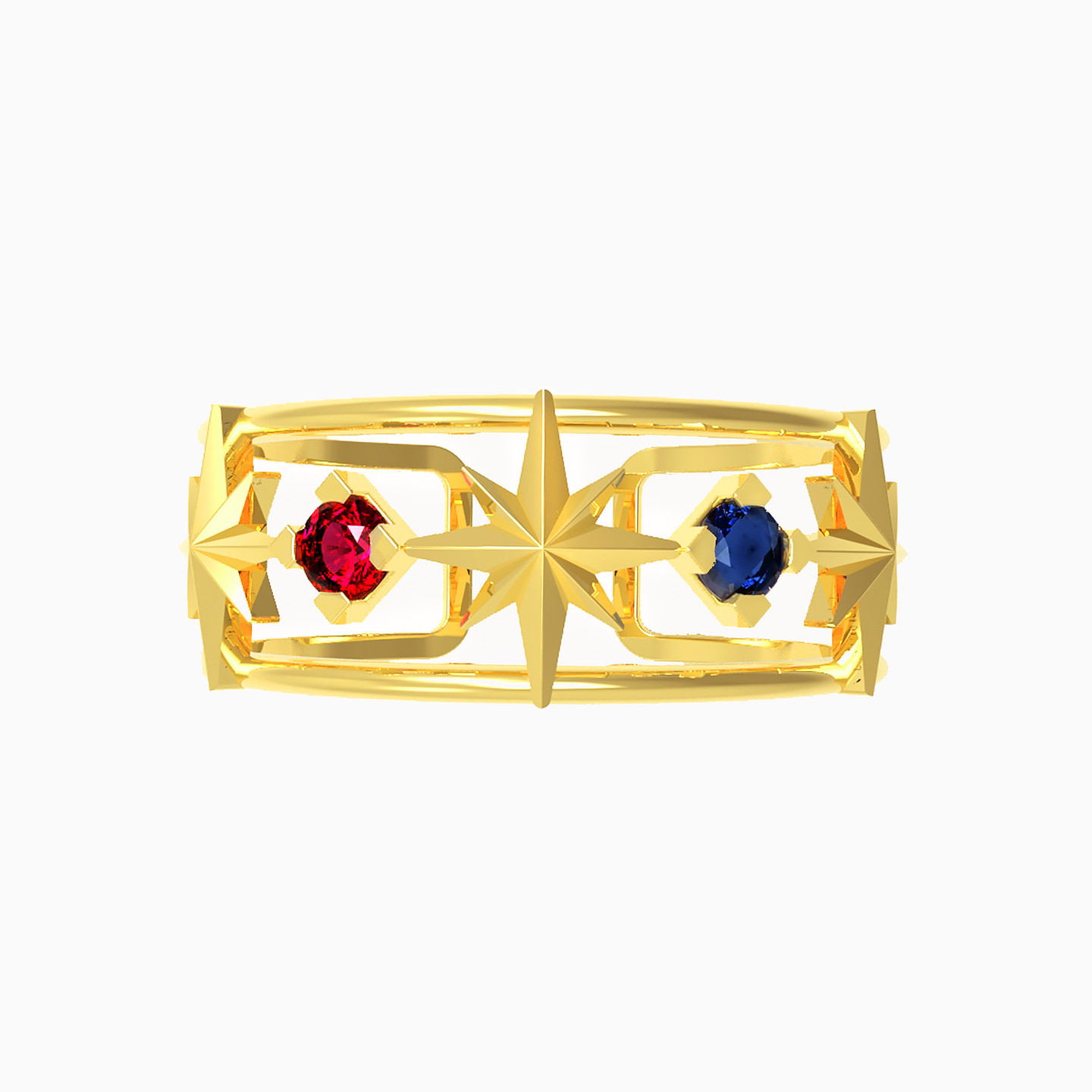 18K Gold Colored Stones Statement Ring