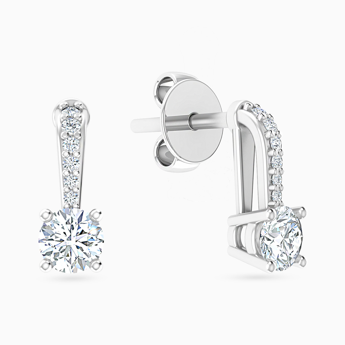 أقراط صغيرة ذهب دائرية عيار 18 قيراط مزينة بالألماس - 4 أقراط صغيرة ذهب دائرية عيار 18 قيراط مزينة بالألماس - 4