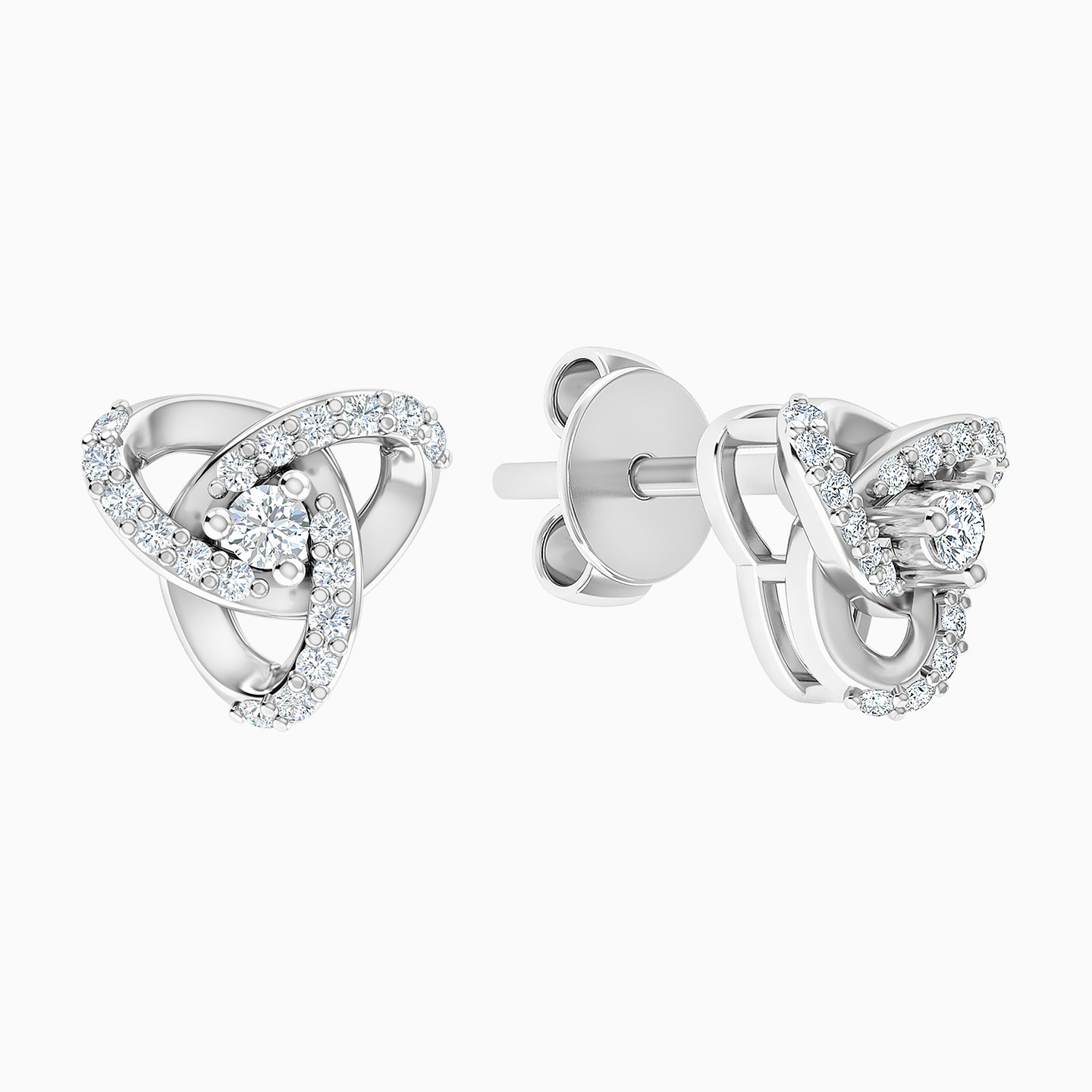 Flower Diamond Stud Earrings in 18K Gold - 4 Flower Diamond Stud Earrings in 18K Gold - 4