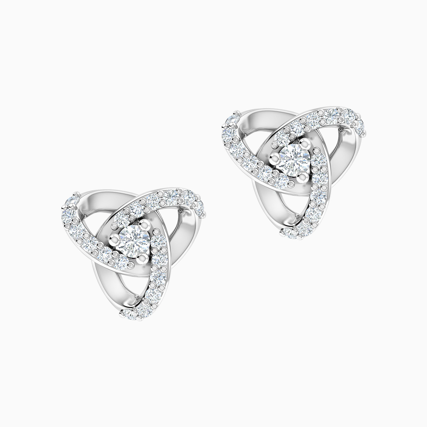 Flower Diamond Stud Earrings in 18K Gold - 3 Flower Diamond Stud Earrings in 18K Gold - 3