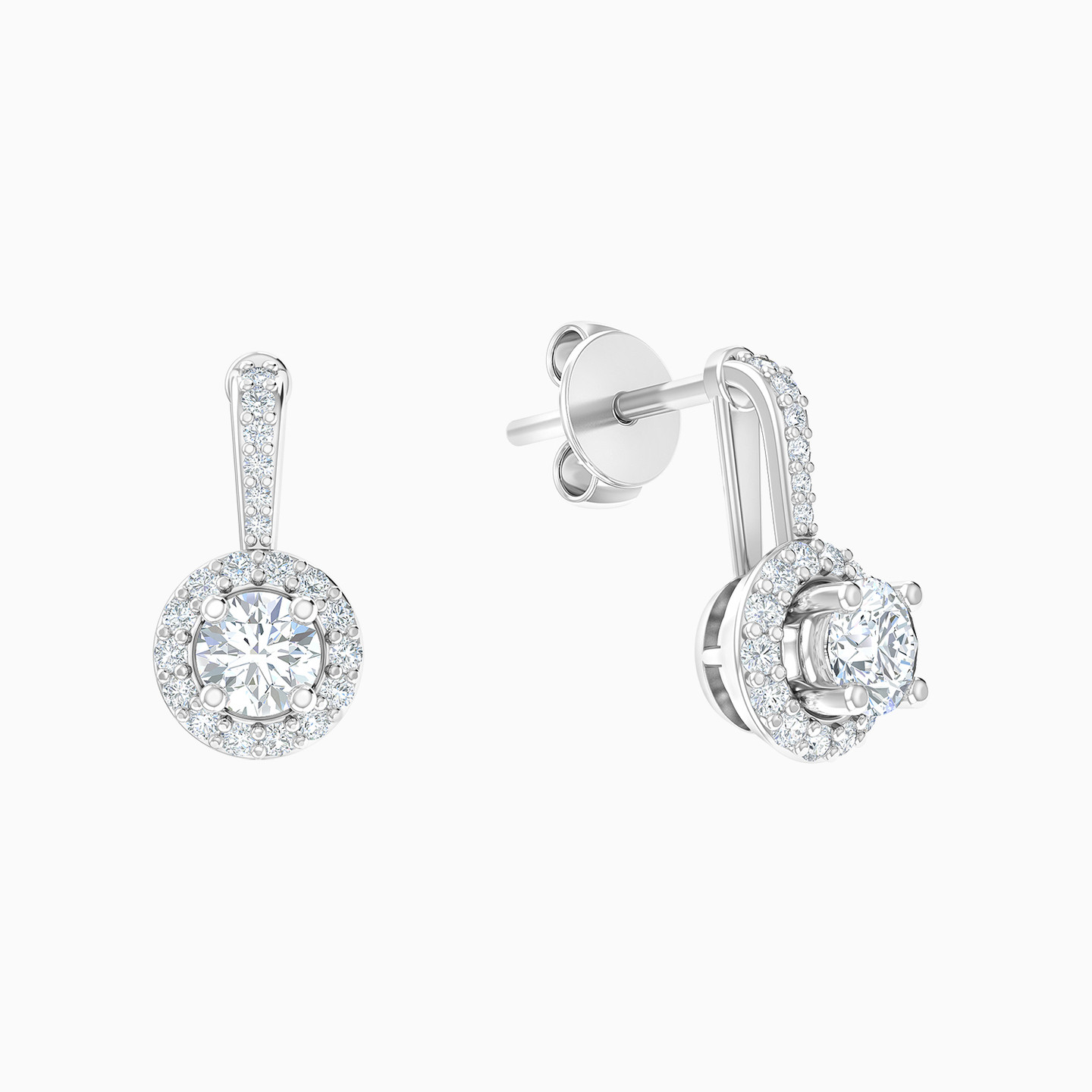 Circle Diamond Stud Earrings in 18K Gold - 4 Circle Diamond Stud Earrings in 18K Gold - 4