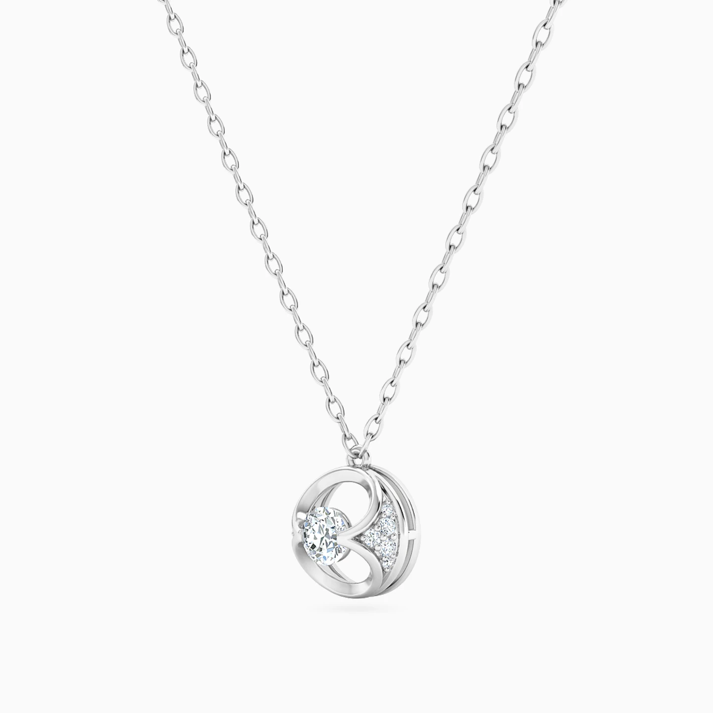 Circle Diamond Necklace in 18K Gold - 4 Circle Diamond Necklace in 18K Gold - 4