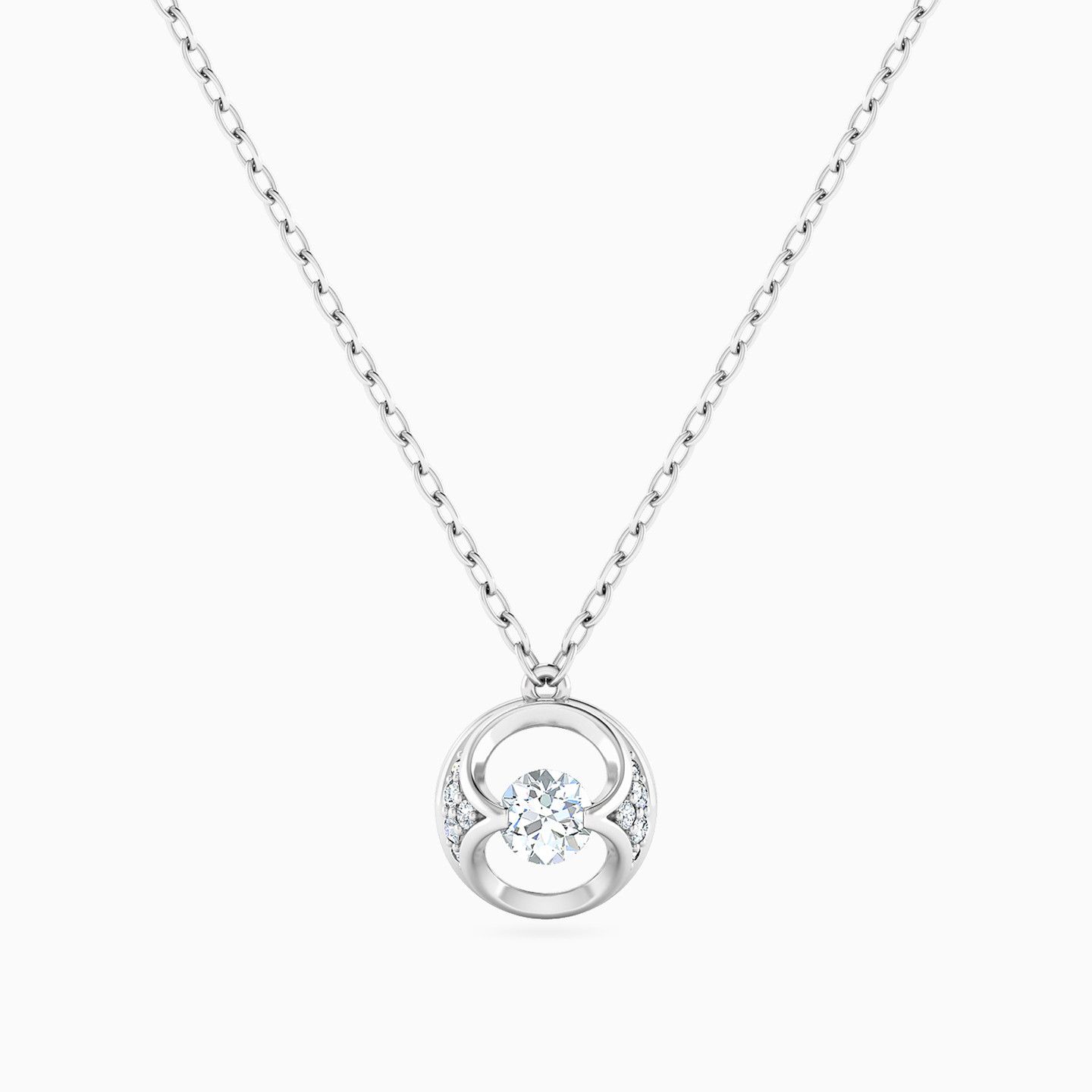 Circle Diamond Necklace in 18K Gold - 3 Circle Diamond Necklace in 18K Gold - 3
