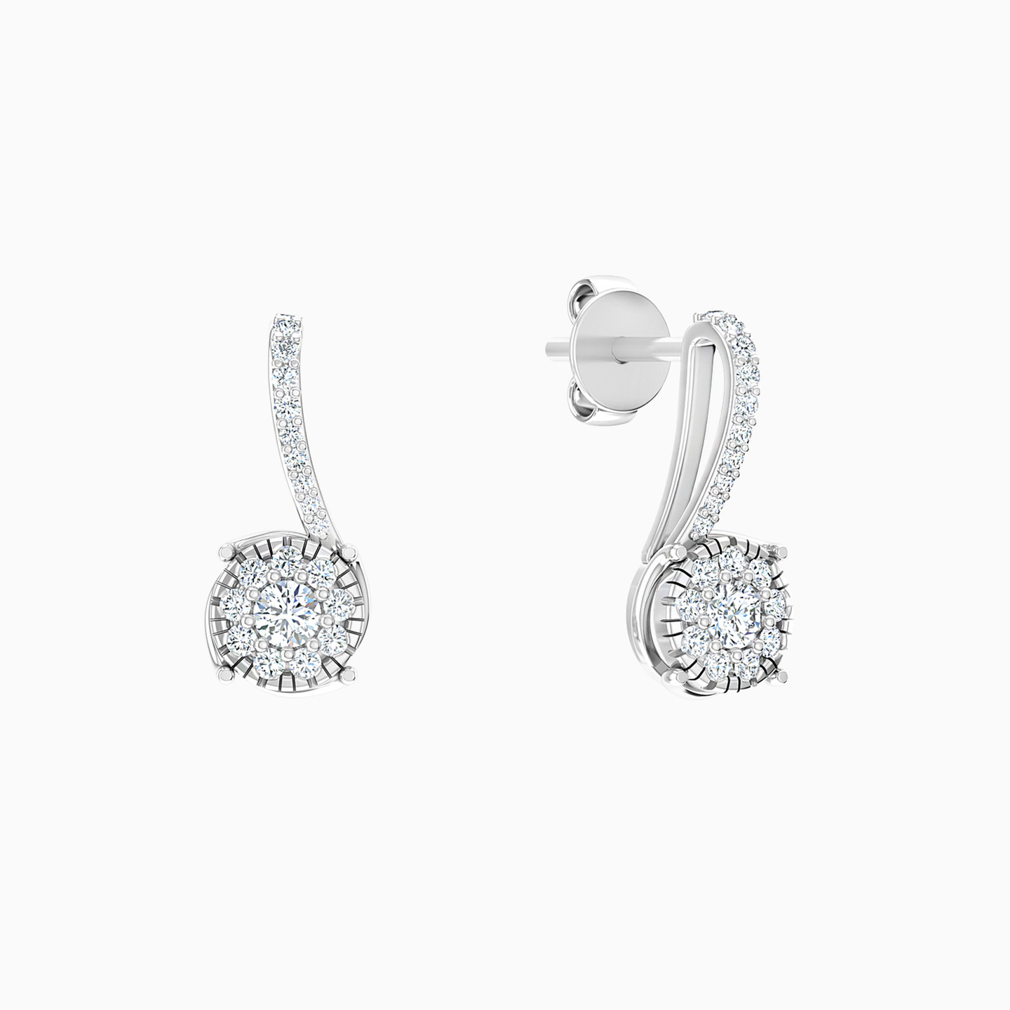 18K Gold Diamond Drop Earrings - 2