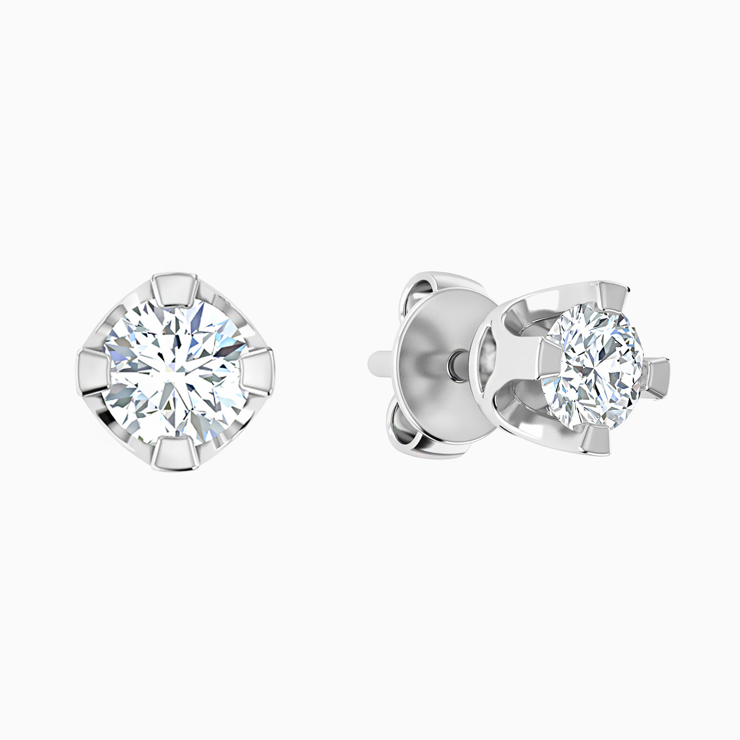 Circle Diamond Stud Earrings in 18K Gold - 3 Circle Diamond Stud Earrings in 18K Gold - 3