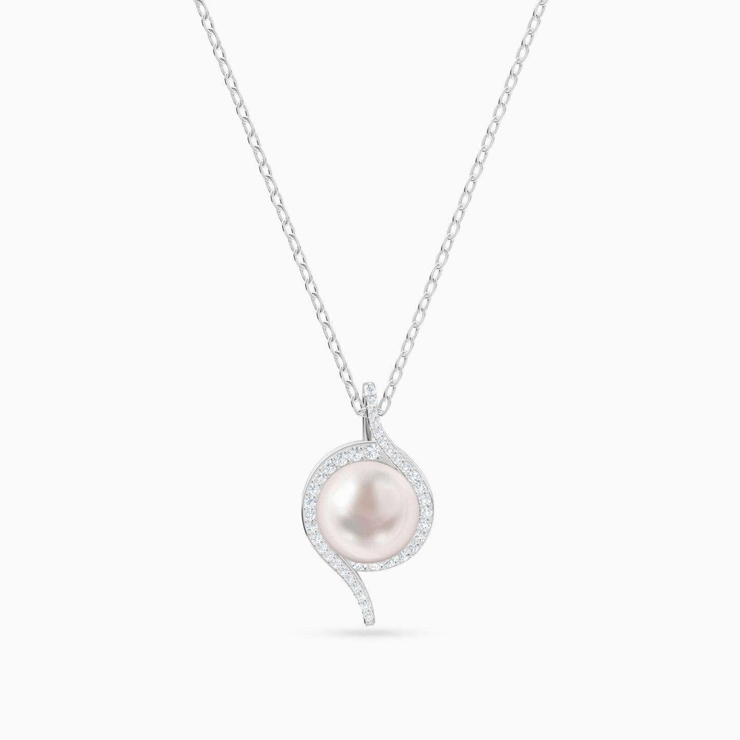Round Diamond & Pearl Necklace in 18K Gold - 5 Round Diamond & Pearl Necklace in 18K Gold - 5