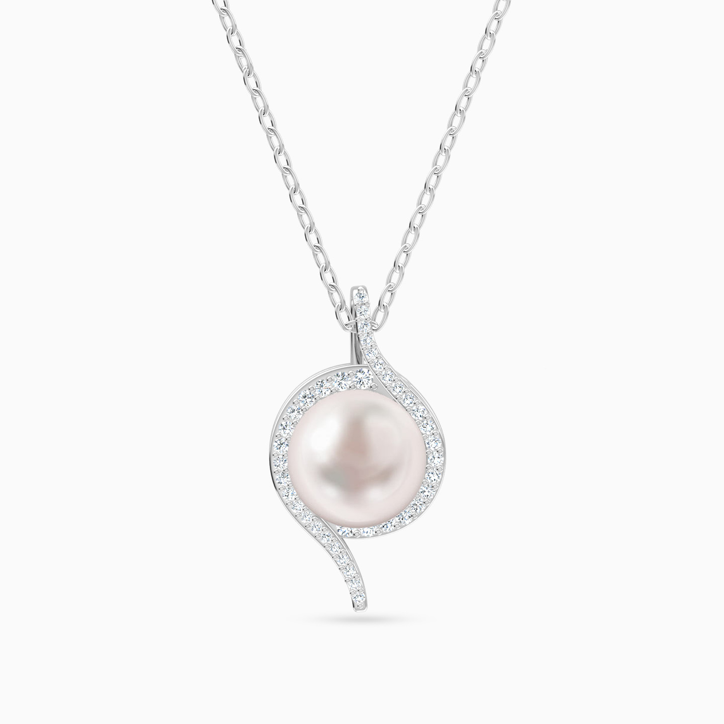 Round Diamond & Pearl Necklace in 18K Gold - 3 Round Diamond & Pearl Necklace in 18K Gold - 3