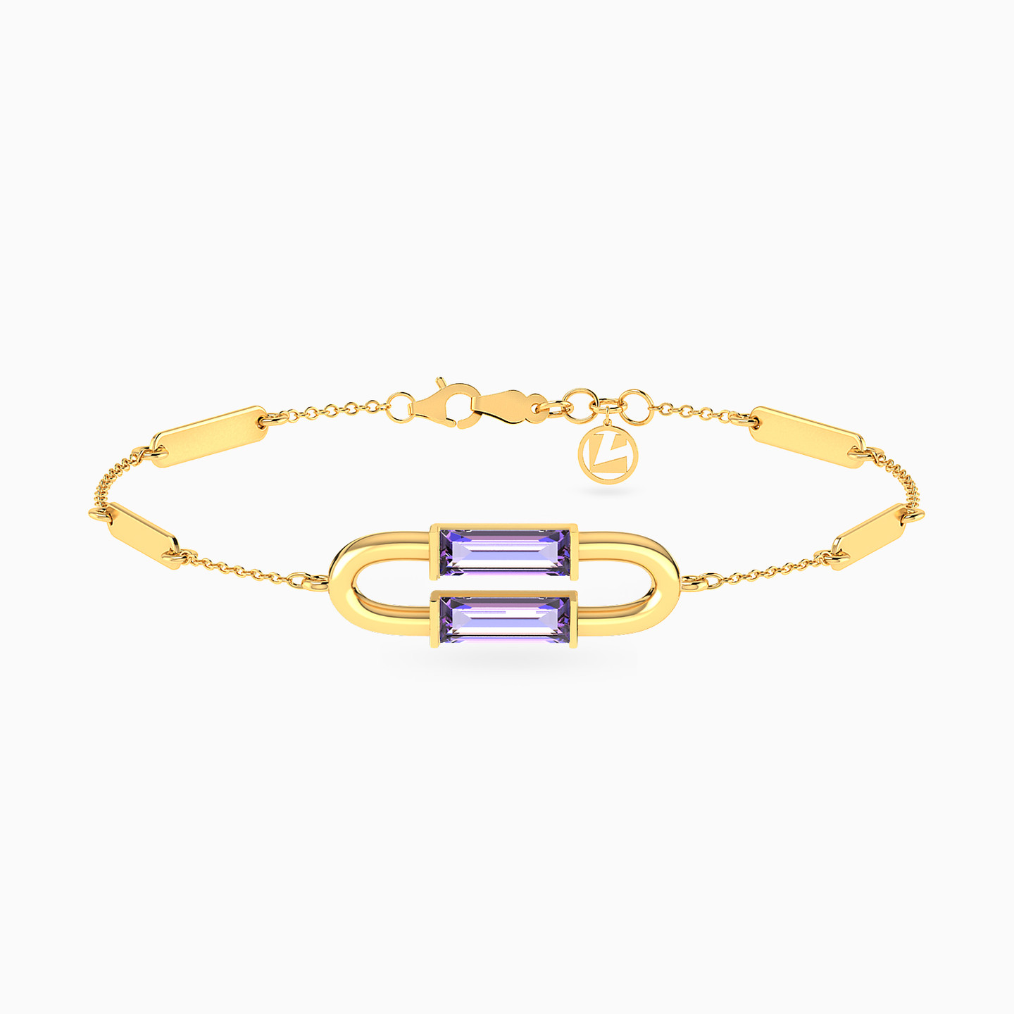 Baguette Rose Stone Chain Bracelet in 18K Gold Baguette Rose Stone Chain Bracelet in 18K Gold