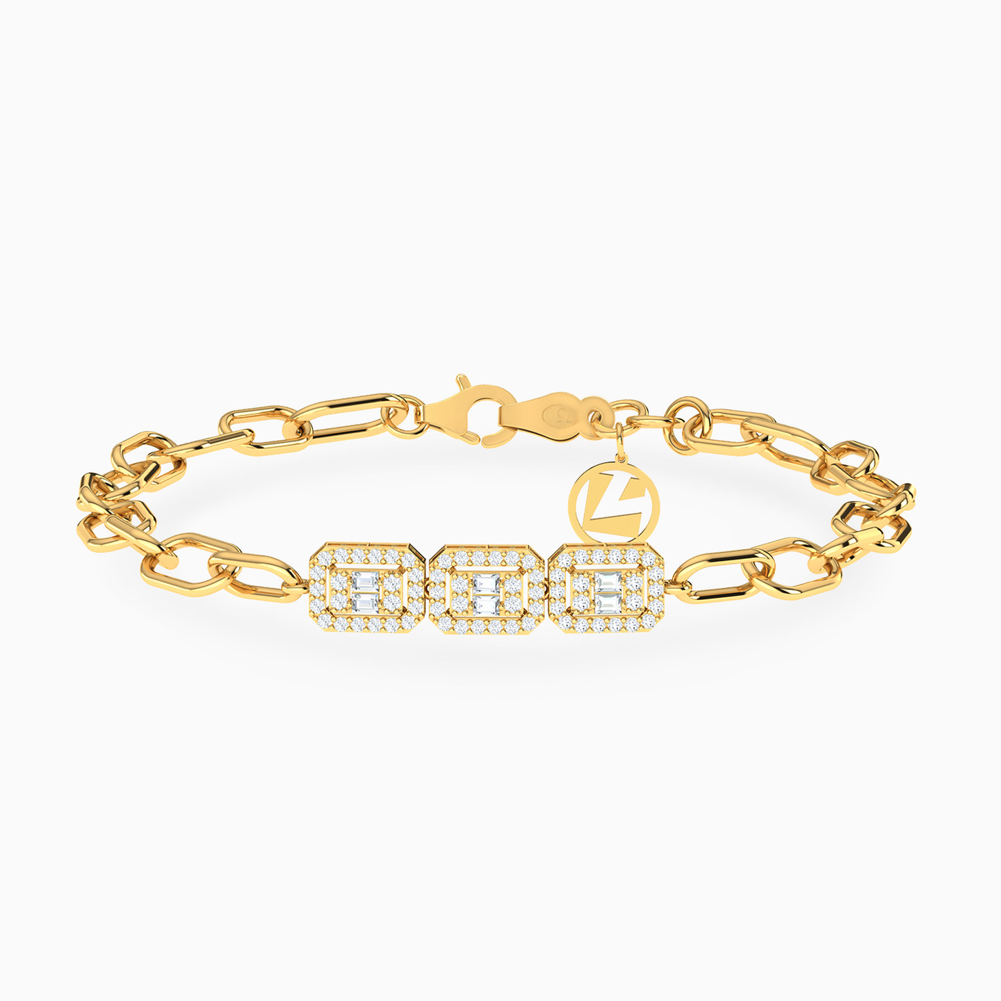 18K Gold Cubic Zirconia Chain Bracelet