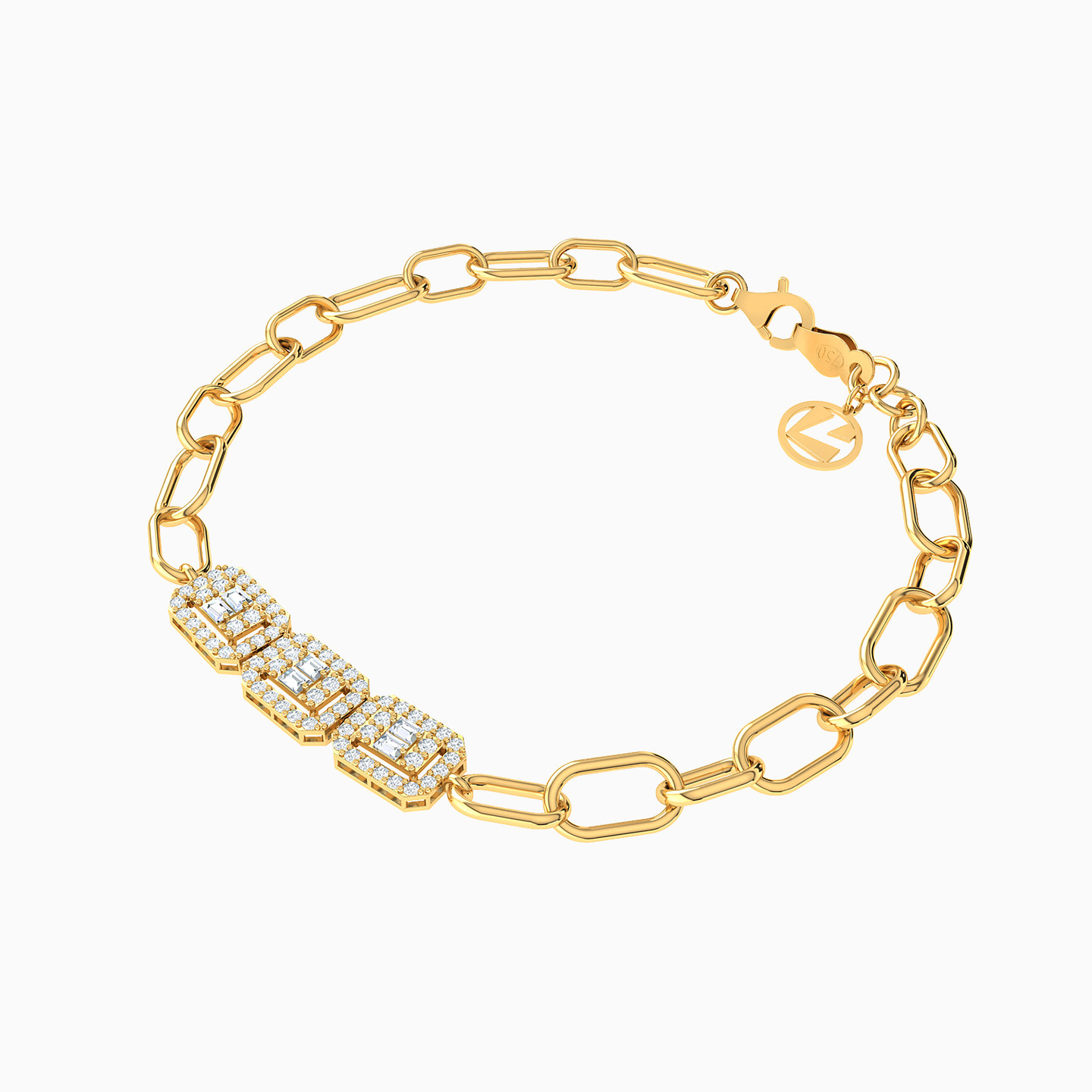 18K Gold Cubic Zirconia Chain Bracelet - 2