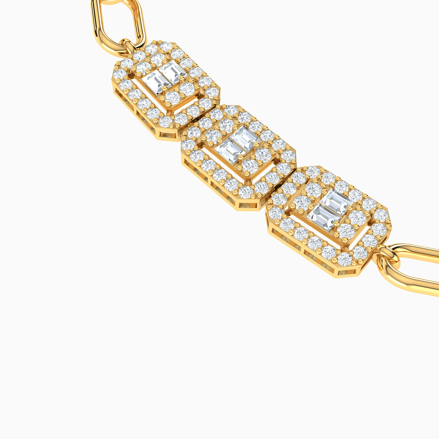 18K Gold Cubic Zirconia Chain Bracelet - 3