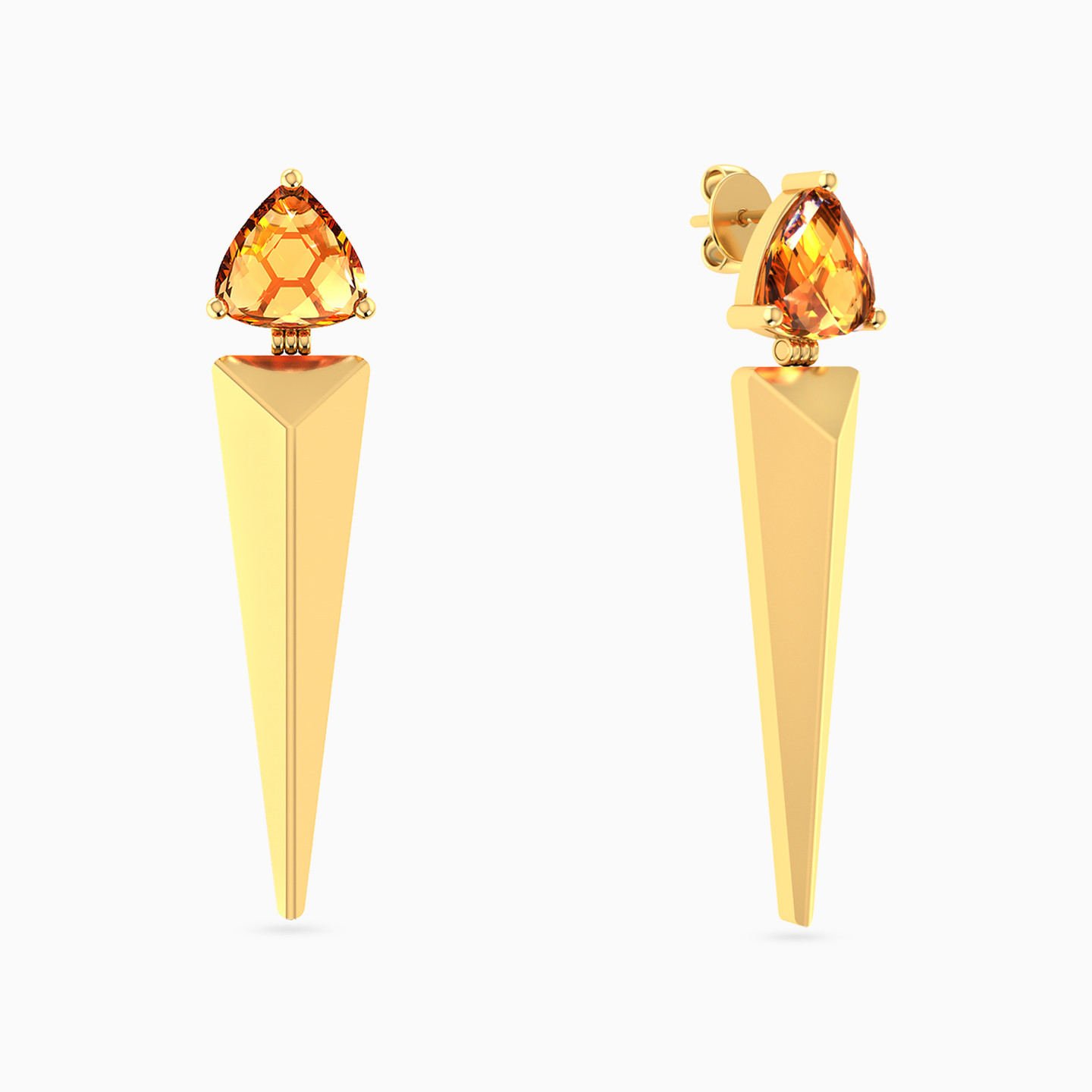 18K Gold Colored Stones Drop Earrings - 2