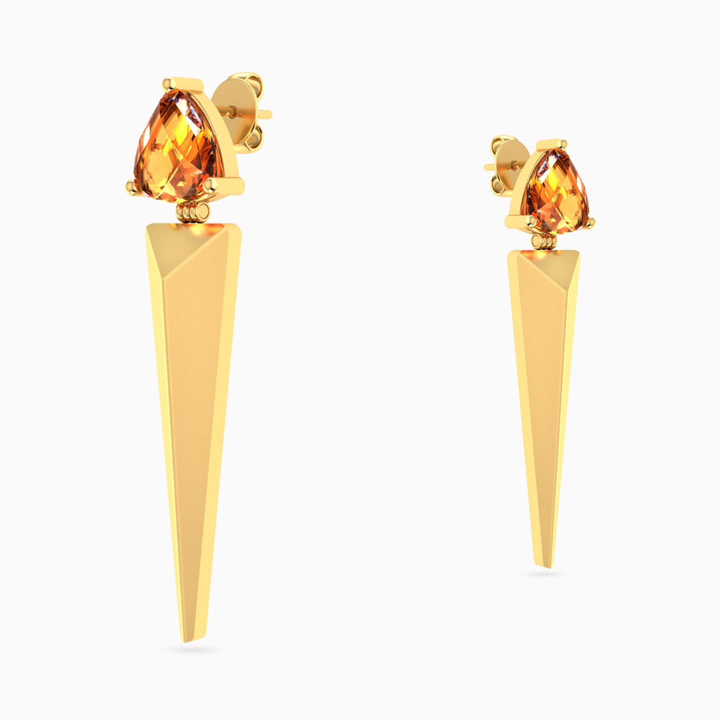 18K Gold Colored Stones Drop Earrings - 3