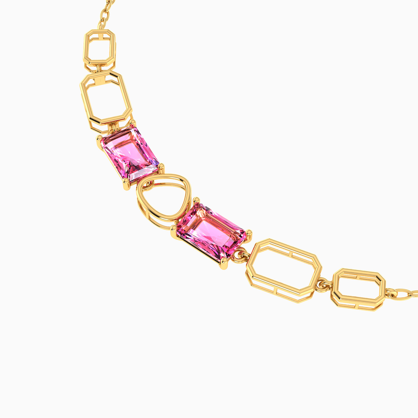 Links Colored Stones Chain Bracelet in 14K Gold - 3