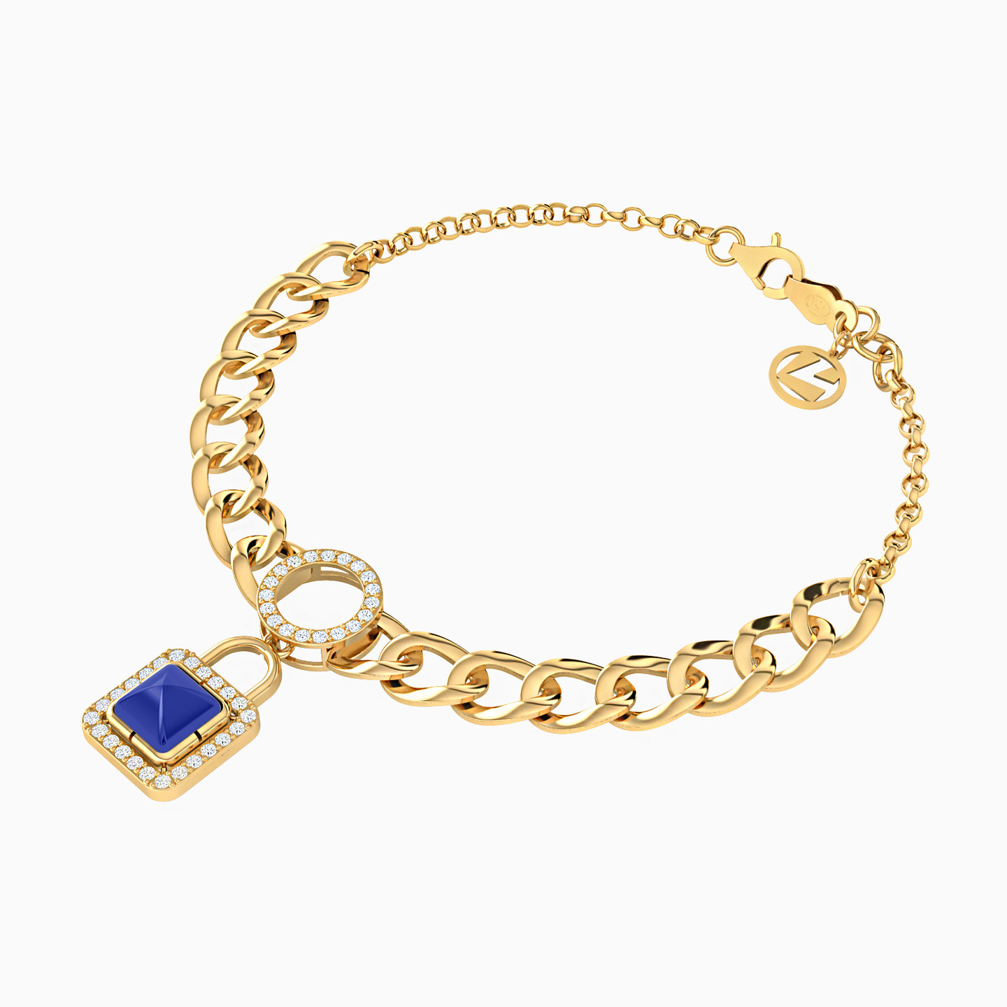 18K Gold Colored Stones Chain Bracelet - 2