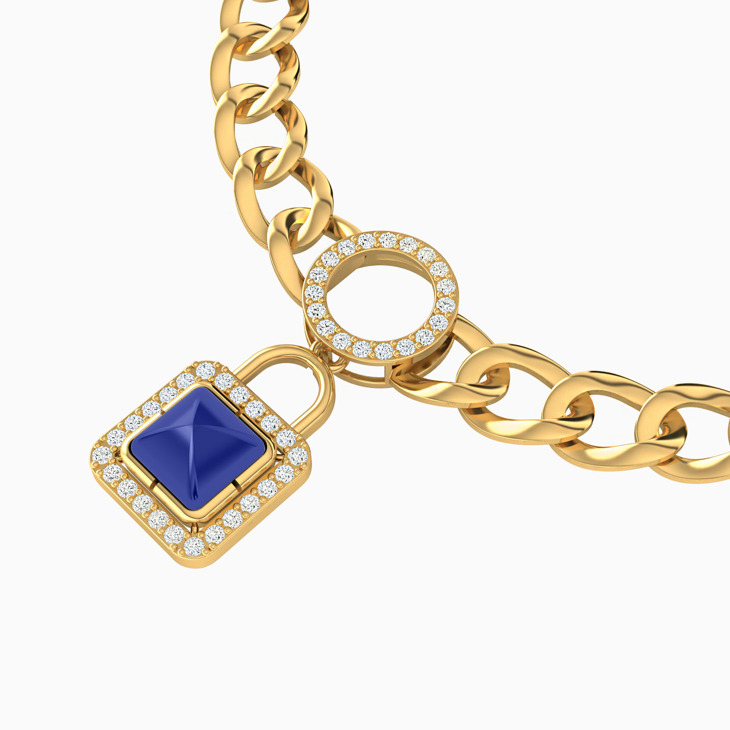 18K Gold Colored Stones Chain Bracelet - 3