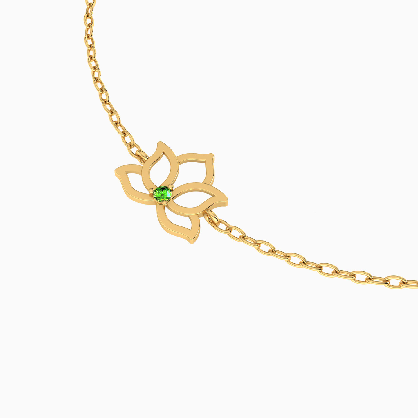 Lotus Colored Stones Chain Bracelet in 14K Gold - 3