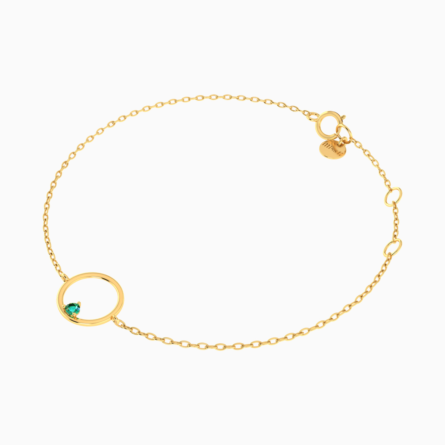 14K Gold Colored Stones Chain Bracelet - 2