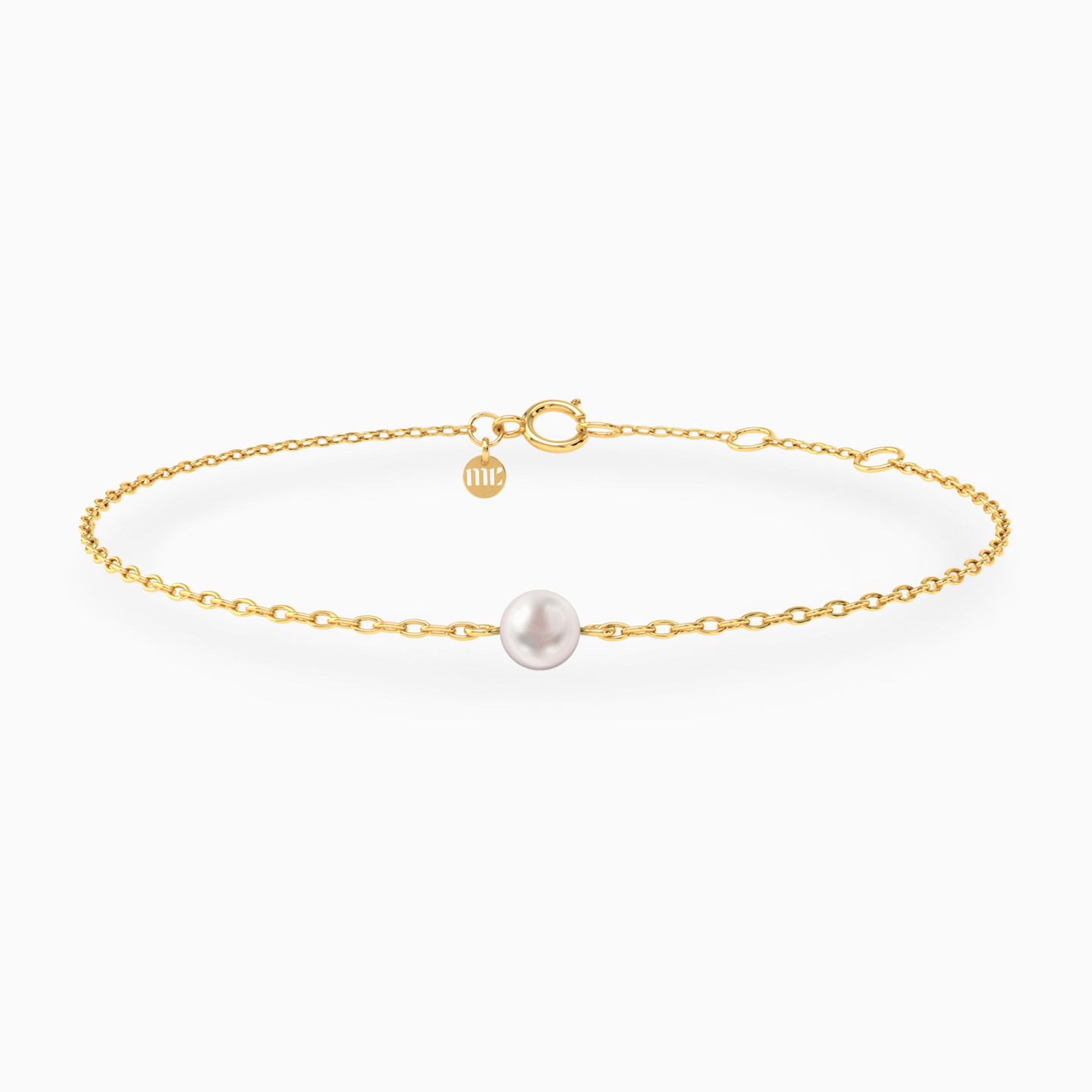 14K Gold Pearls Chain Bracelet