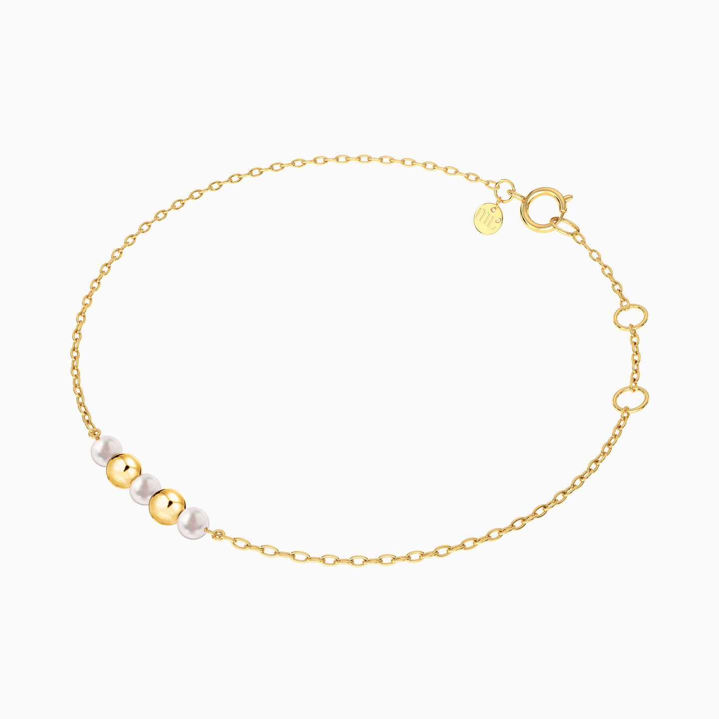 14K Gold Pearls Chain Bracelet - 2