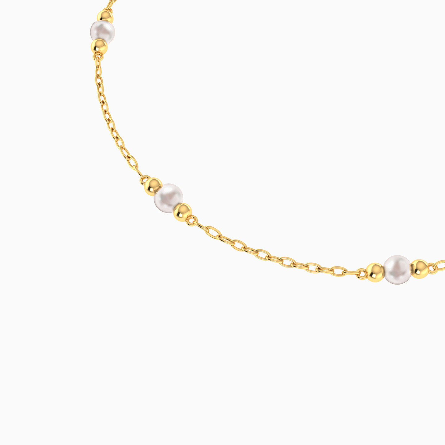 14K Gold Pearls Chain Anklet  - 3