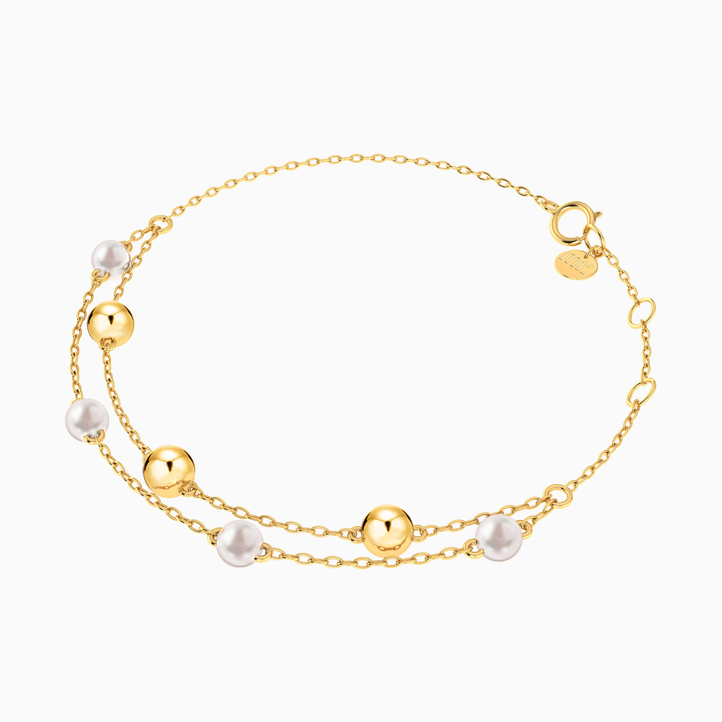 14K Gold Pearls Chain Bracelet - 2