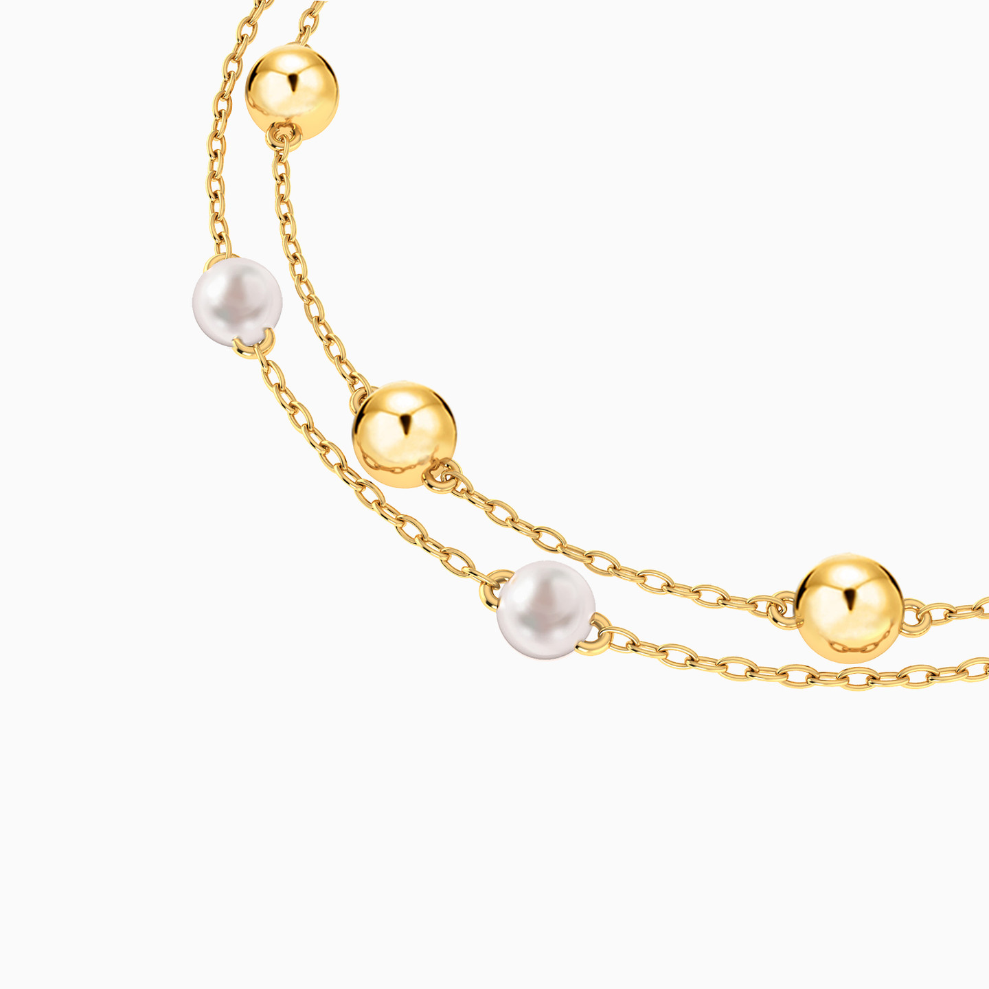 14K Gold Pearls Chain Bracelet - 3