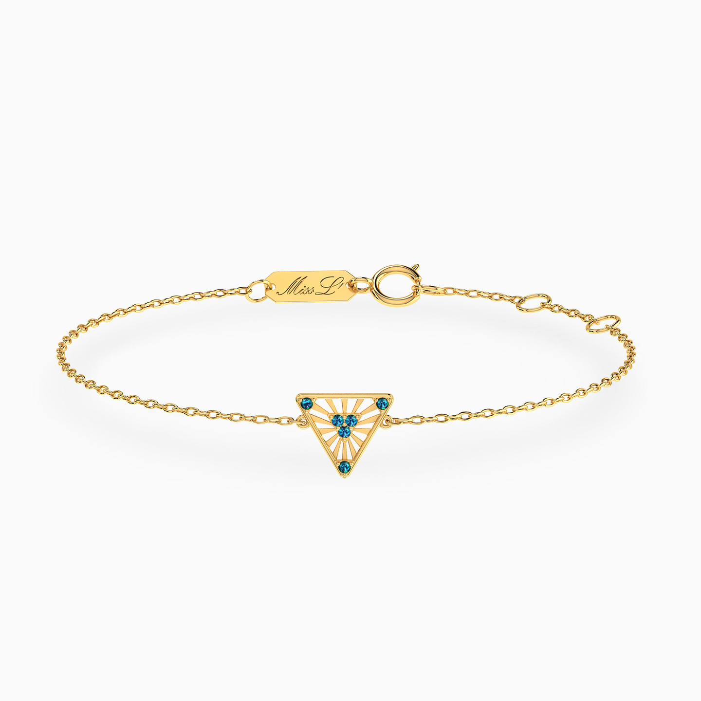 14K Gold Colored Stones Chain Bracelet