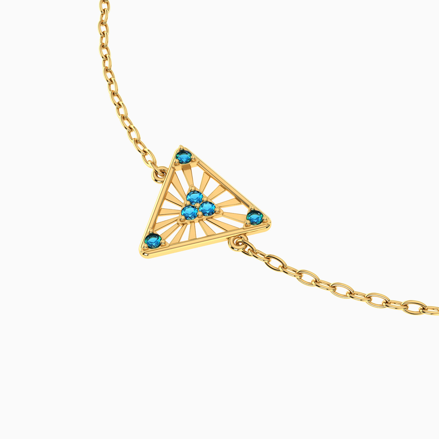 Triangle Colored Stones Chain Bracelet in 14K Gold - 3 Triangle Colored Stones Chain Bracelet in 14K Gold - 3