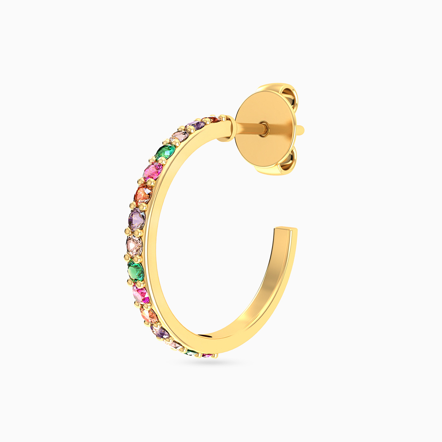Circle Colored Stones Hoop Earrings in 14K Gold - 3 Circle Colored Stones Hoop Earrings in 14K Gold - 3
