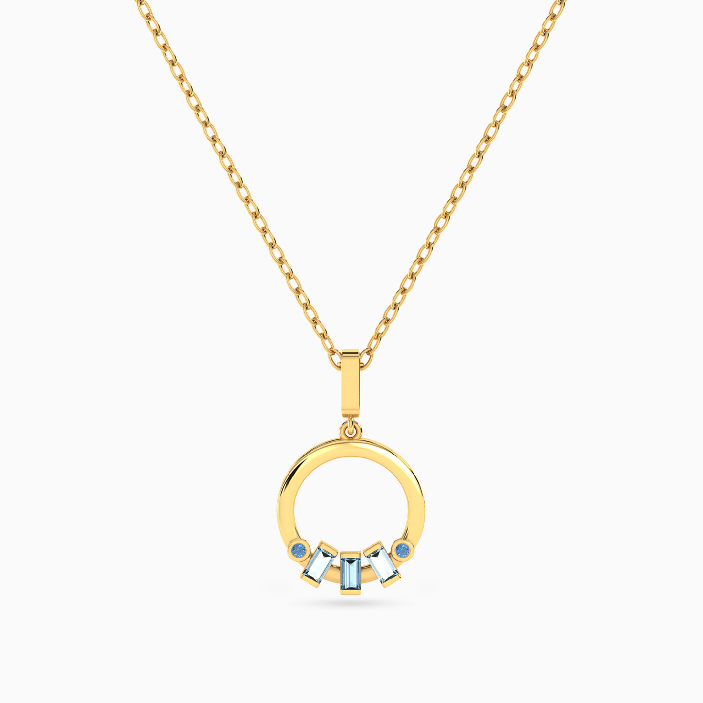 14K Gold Colored Stones Pendant Necklace