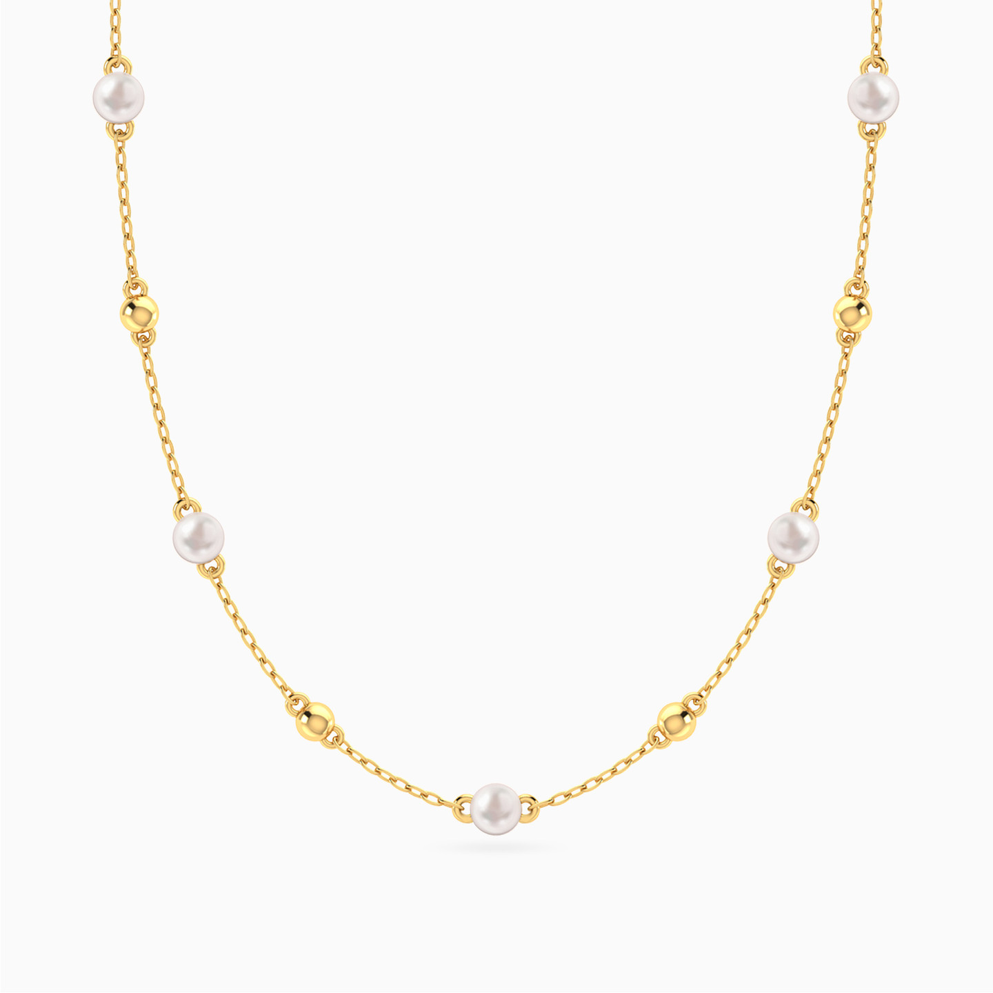 Round Pearls Chain Necklace in 14K Gold Round Pearls Chain Necklace in 14K Gold